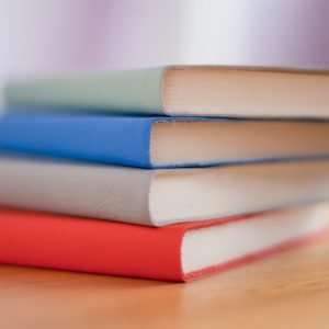 Pile of books in different colours.
